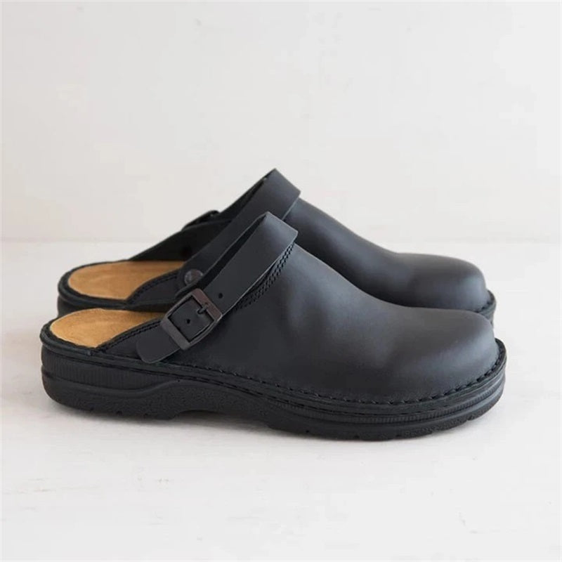 ComfortStride | Men's Arch Support Leather Clog Slippers