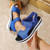 Women's Plus Size Velcro Platform Peep Toe Sandals