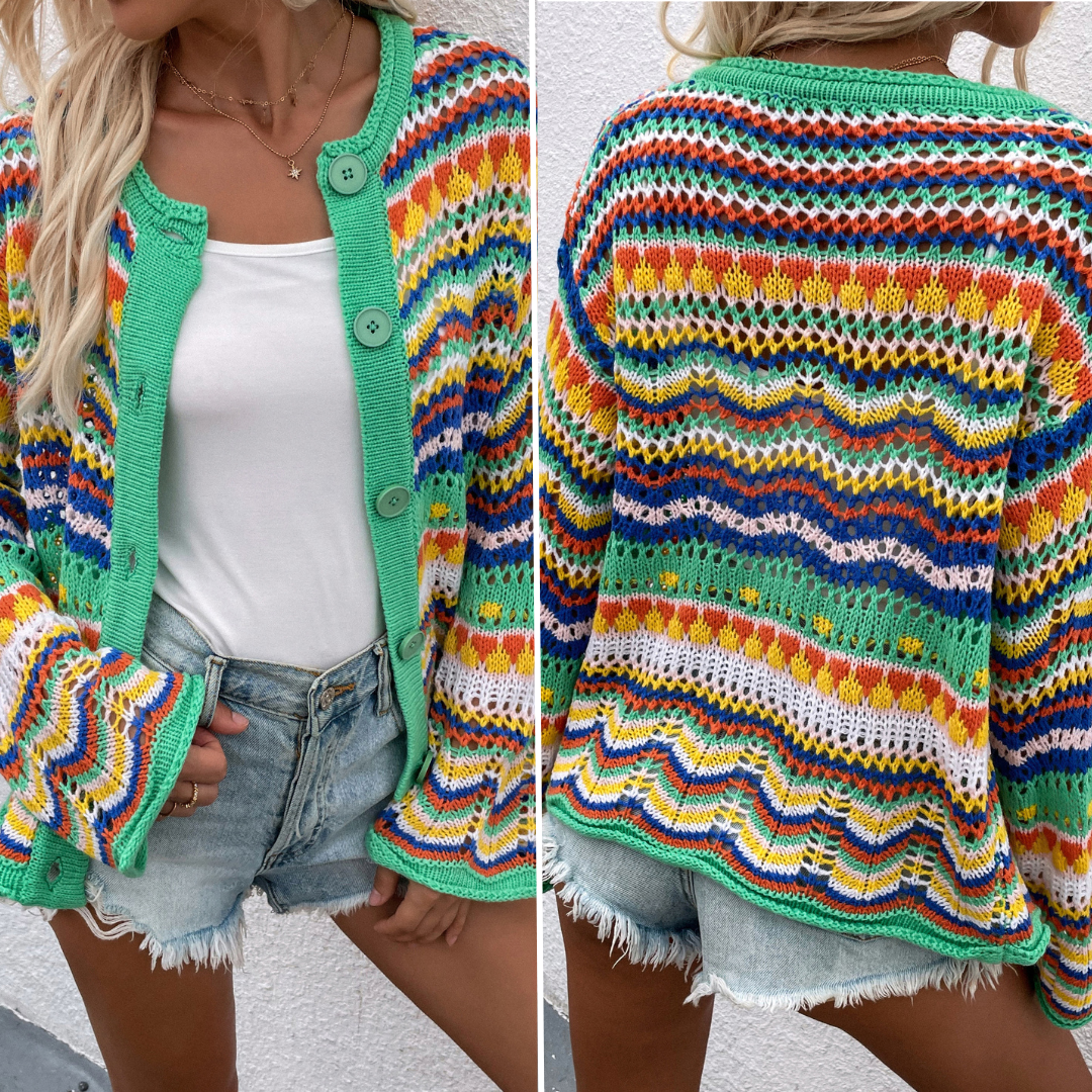 Isabella™ | Gestreifter Cardigan-Pullover