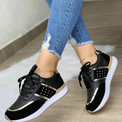 TrendyStride Comfort Low-Top Color-Block Thick Sole Sneakers
