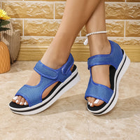Women's Plus Size Velcro Platform Peep Toe Sandals