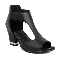 Women's Heel Peep Toe Sandals with Back Zip