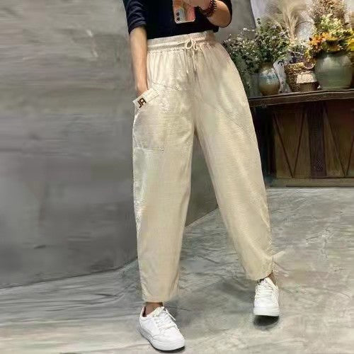 PureComfort Mid-Waist Capri Calf-Length Cotton Linen Pants