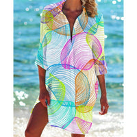 Women's Fashion Simple Printed Bikini Coat Shirt
