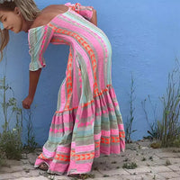 Emily | Block Geometric Print Puff Sleeve Dress for Women