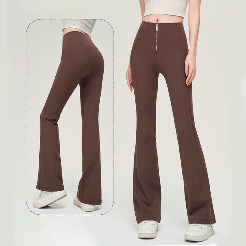 Ava | High Waist Zipper Flared Yoga Pants