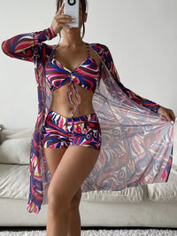SunSplash High-Waist Three-Piece Swimsuit Set