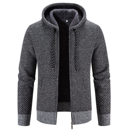 Wintermantel mit Reißverschluss, einfarbig, lange Ärmel, Kordelzug, mit Mütze, hält warm, lässig, dicker Plüschpullovermantel für den Alltag