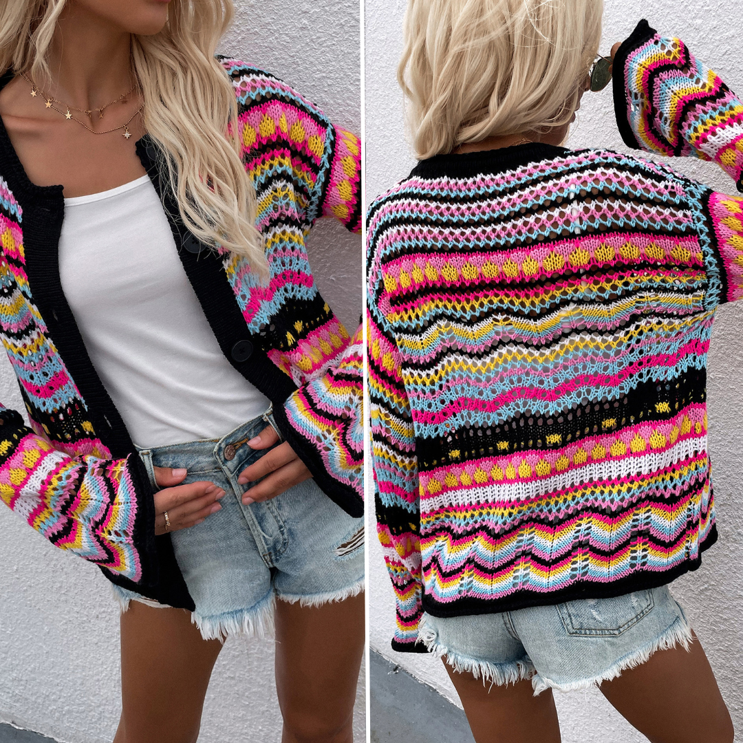 Isabella™ | Gestreifter Cardigan-Pullover