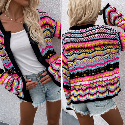 Isabella™ | Gestreifter Cardigan-Pullover