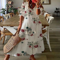 Azure | V-Neck Printed Summer Dress for Women