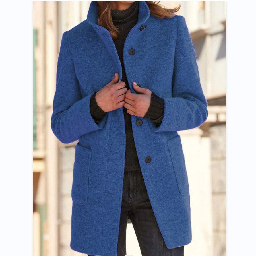 Carmen | Stand Collar Slim Wool-Look Winter Coat