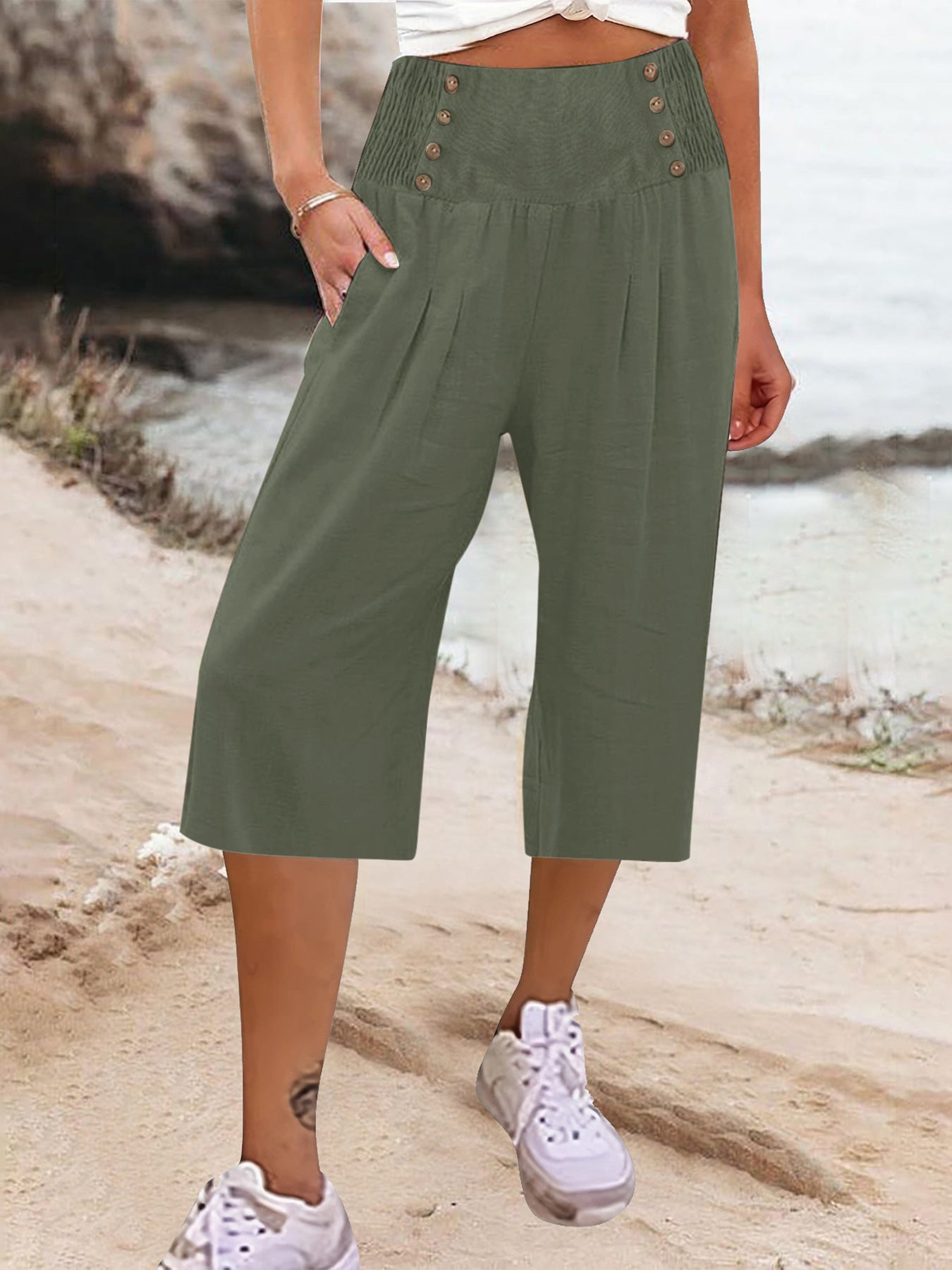 Hillevi Cotton & Linen Cropped Summer Pants