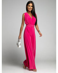 Harper | Elegant Sleeveless Wide-Leg V-Neck Jumpsuit – Backless Style