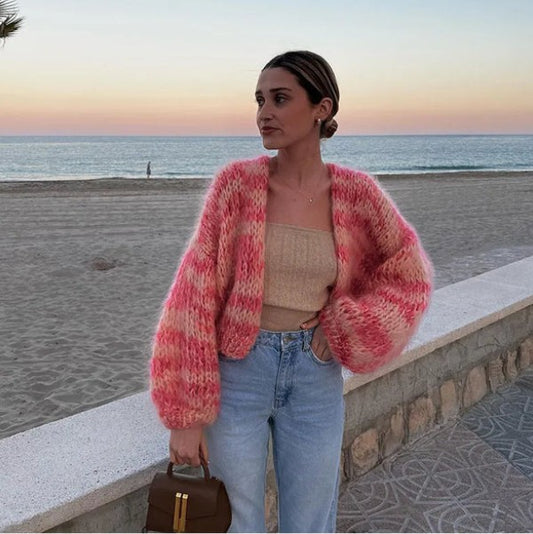 Cavalli™ | Gestreifter, langärmliger, handgefertigter Cardigan