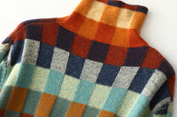 Lena | Checkerboard High Neck Wool-Look Sweater
