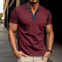 Men's Short Sleeve V-Neck Polo Shirt | Casual Cotton Blend Top