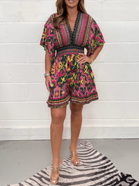 Sierra | Printed V-Neck Wide-Leg Jumpsuit