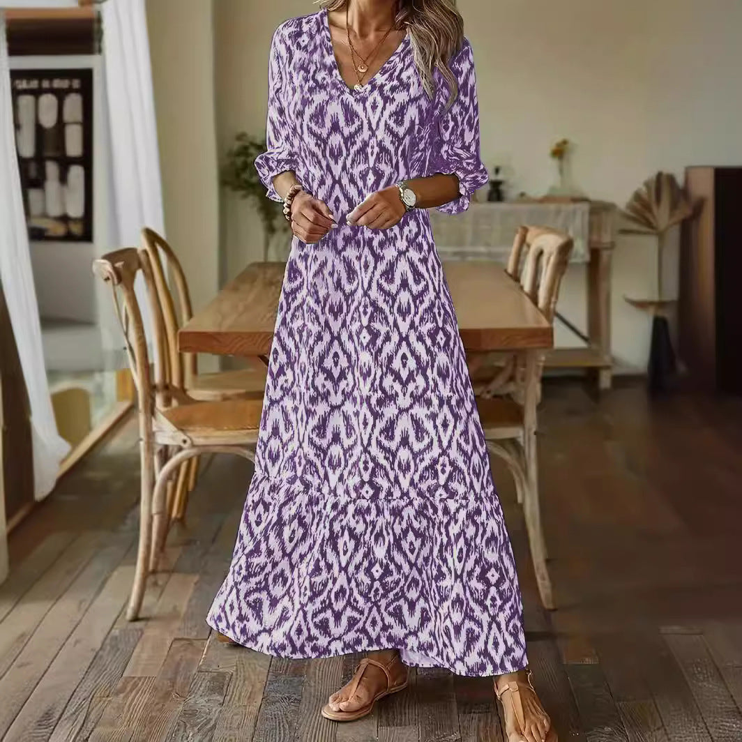 Averie | Bohemian Long Sleeve V-Neck Casual Dress