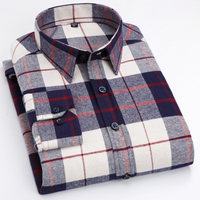 Caleb | Brushed Cotton Long Sleeve Plaid Shirt