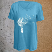 FloralWhisper V-Neck Loose Dandelion Print Fit Blouse