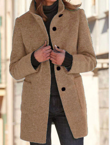 Carmen | Stand Collar Slim Wool-Look Winter Coat