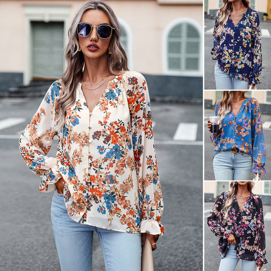 FloralFusion Langärmlige Bluse