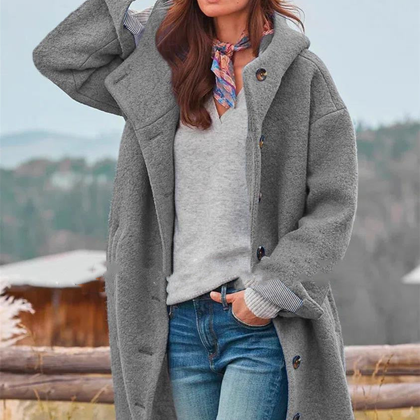 Damen Temperament Verdickter Tweed Mittellanger Trenchcoat