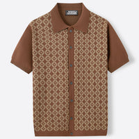 Men’s Tencel Jacquard Polo Shirt | Short Sleeve Summer Cardigan