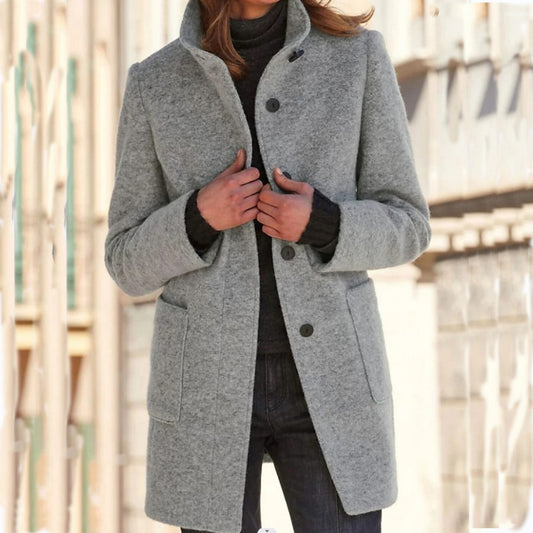 Carmen | Stand Collar Slim Wool-Look Winter Coat