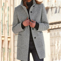 Carmen | Stand Collar Slim Wool-Look Winter Coat