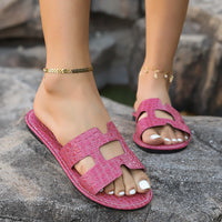 TrendyPrint Style Fashion Summer Solid Color Flat Patterned Sandals