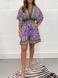 Sierra | Printed V-Neck Wide-Leg Jumpsuit