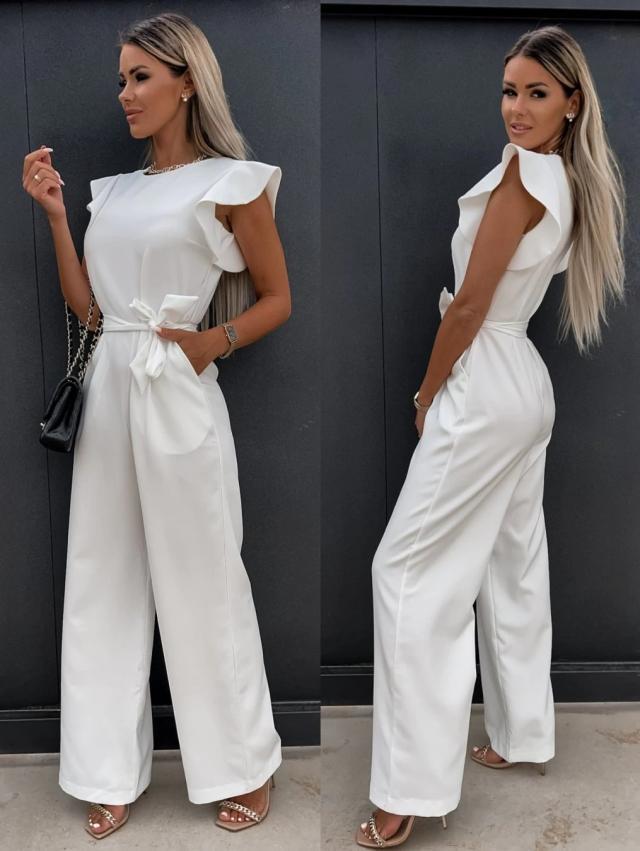 Helena™ | Jumpsuit mit Schmetterlingsärmeln und weitem Bein und Schnürung