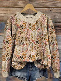 Nova | 3D Abstract Print Drop-Shoulder Long-Sleeve Pullover Sweater