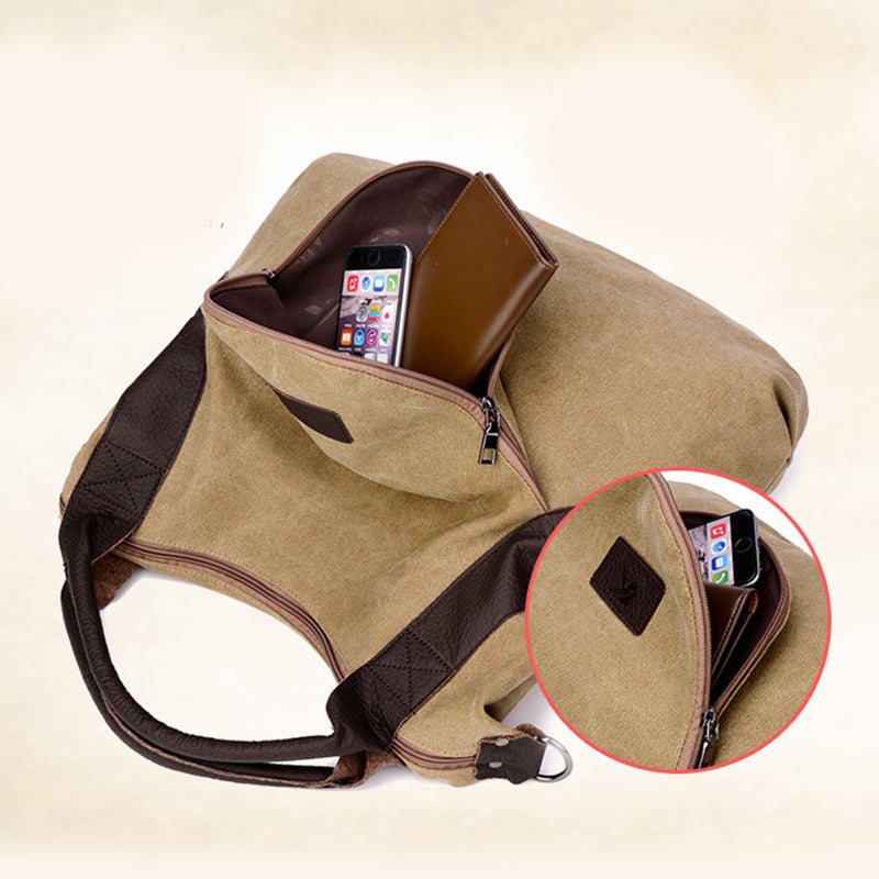 UrbanChic Vintage Canvas Crossbody Bag – Minimalist Retro Shoulder Tote