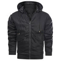 UrbanEdge Hooded Leather Jacket