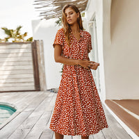 Stella | High-Waist Wave Point Short Sleeve Shirt Dress