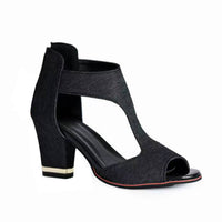 Women's Heel Peep Toe Sandals with Back Zip
