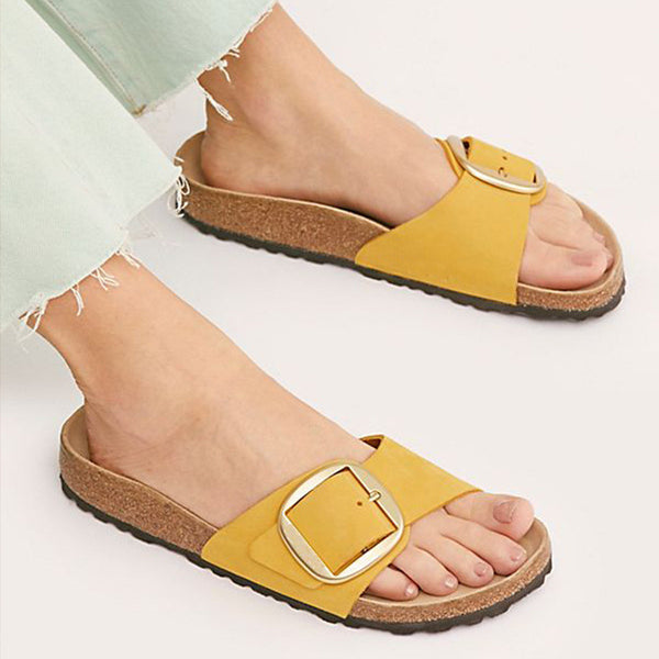 Aria | Buckled Slip-On Cork Sandals