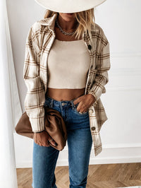 Xeniea | Retro Plaid Long-Sleeved Shirt Jacket
