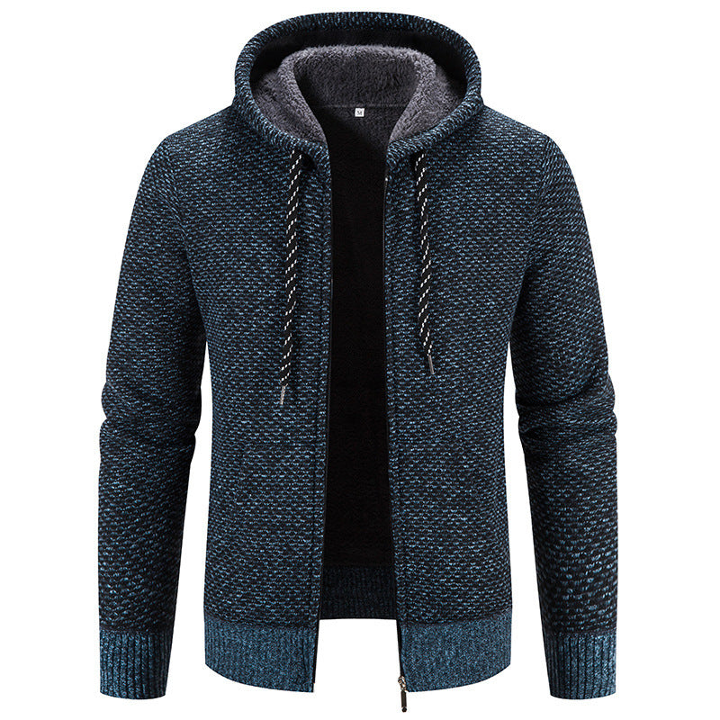Wintermantel mit Reißverschluss, einfarbig, lange Ärmel, Kordelzug, mit Mütze, hält warm, lässig, dicker Plüschpullovermantel für den Alltag