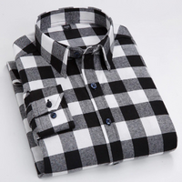 Caleb | Brushed Cotton Long Sleeve Plaid Shirt