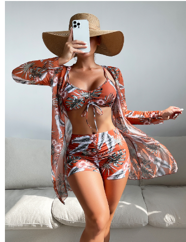 SunSplash High-Waist Three-Piece Swimsuit Set