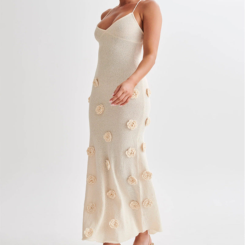 Amara™ | Rückenfreies Kleid mit Schnürung und dreidimensionalem Blumenmuster