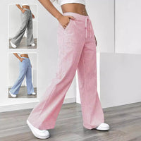 Women's Wide Leg Striped Pants with Pockets – Casual Loose Fit