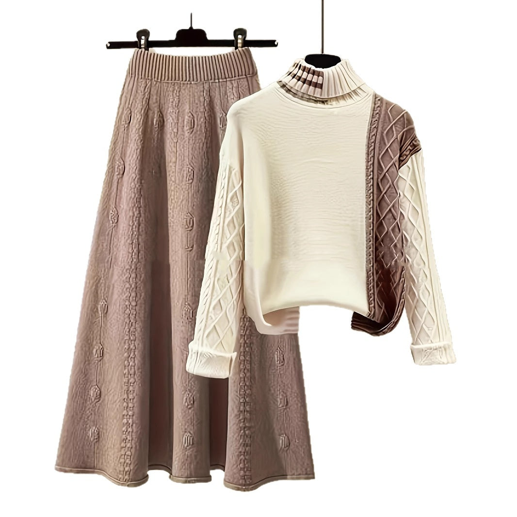 Clara | Retro Wool-Blend Knit Top & Skirt Set