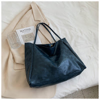 Large Capacity Soft Leather Shoulder Bag Retro Casual Handbag