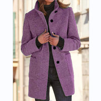 Carmen | Stand Collar Slim Wool-Look Winter Coat