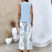 FloralEase | Sleeveless Vest and Loose Pants Set